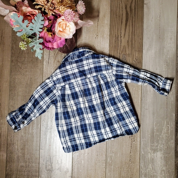 Koala Kids Blue White 100% Cotton Plaid Button Down Shirt Baby Toddler Boy 18m - Picture 4 of 10